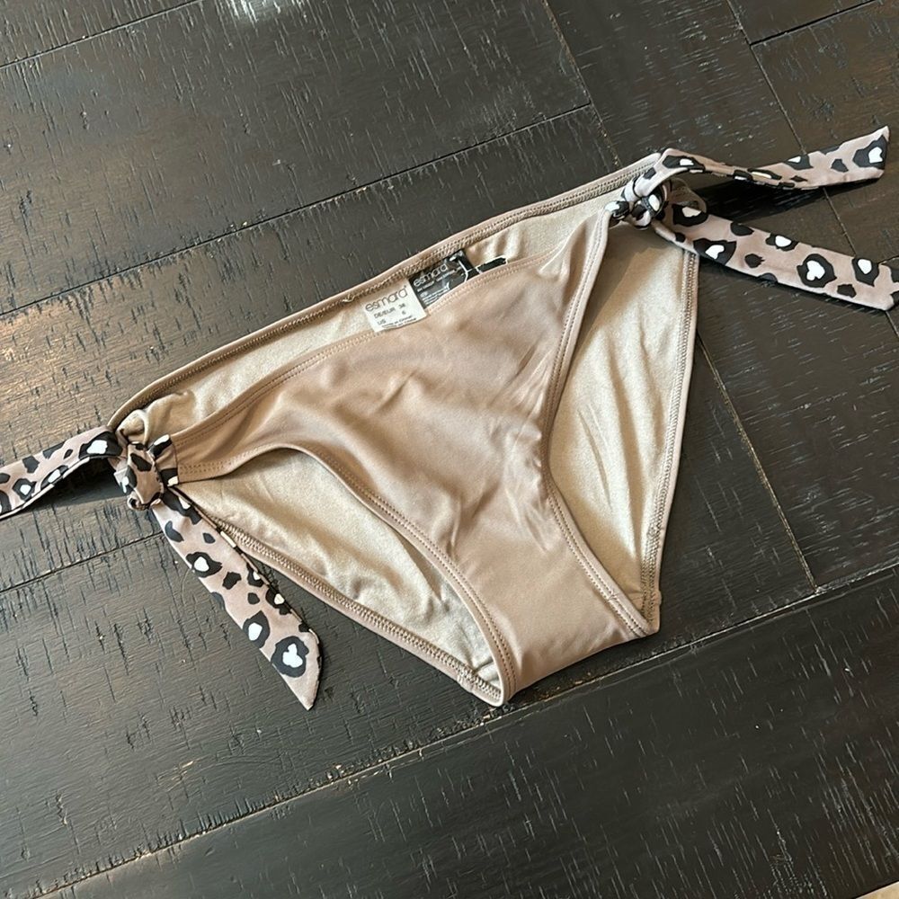 NWT Esmara Taupe Animal Print Side Tie Bikini Bottom Size 6​​​​​